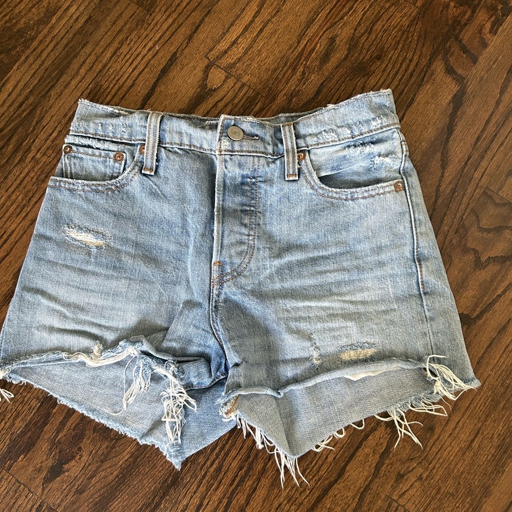 Levi's Light Blue Distressed Jean Shorts